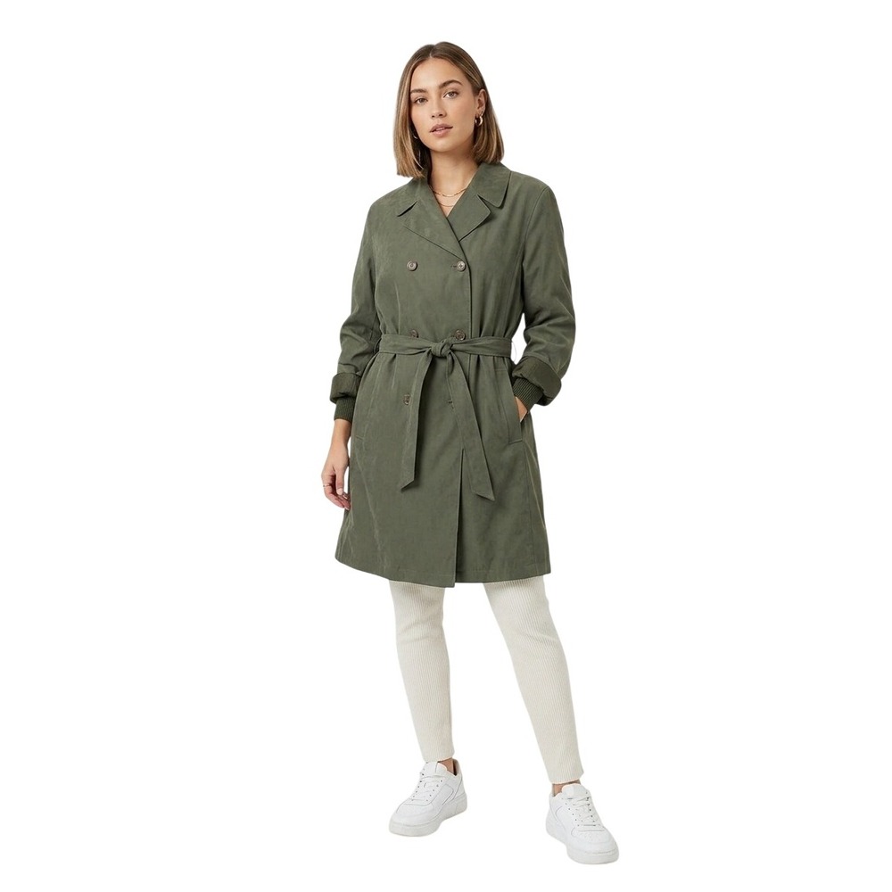 90s American Bazaar Double Breasted Insulated Trench Olive Green XL